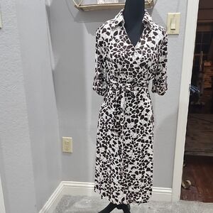 Per Se Brown and White wraparound Maxi Dress Super Soft!!